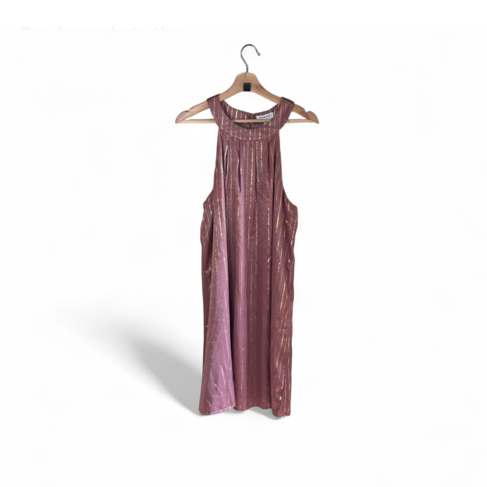 GILLI Blush Pink w/ Metallic Stripes Sleeveless Flowy Dress Back Cutout NWT 1X